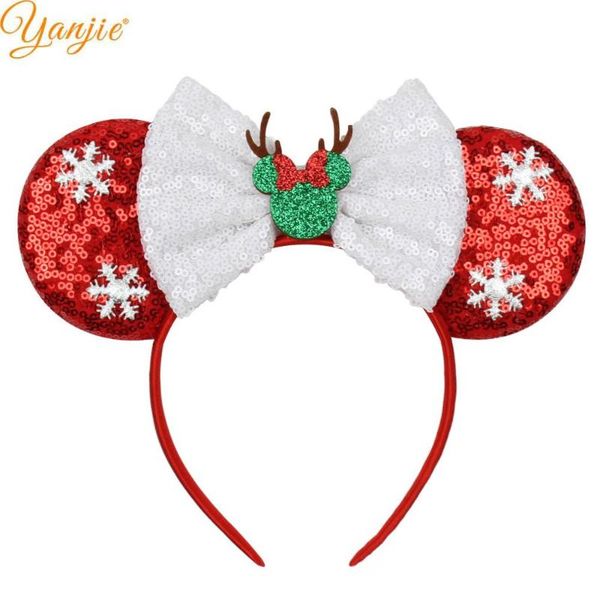 

hair accessories festival christmas glitter mouse ears headband red/green plaid bow hairband for girls women party