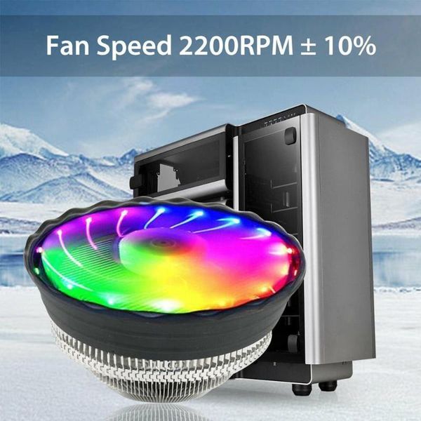 

computer cpu cooler fan heatsink led aperture 3 pin cpu cooling fan quiet radiator aluminum fin permutations