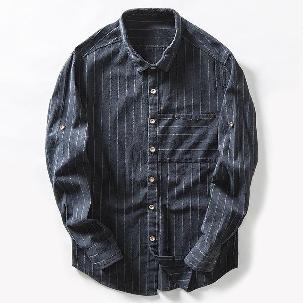 

mens striped cotton linen shirts long sleeve cotton casual shirt man slim business dress shirt male ts-297, White;black