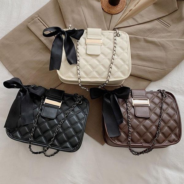 

elegant white plaid small 2021 designer women brown mini black bowknot messenger bag shoulder lady messenger metal chain bags