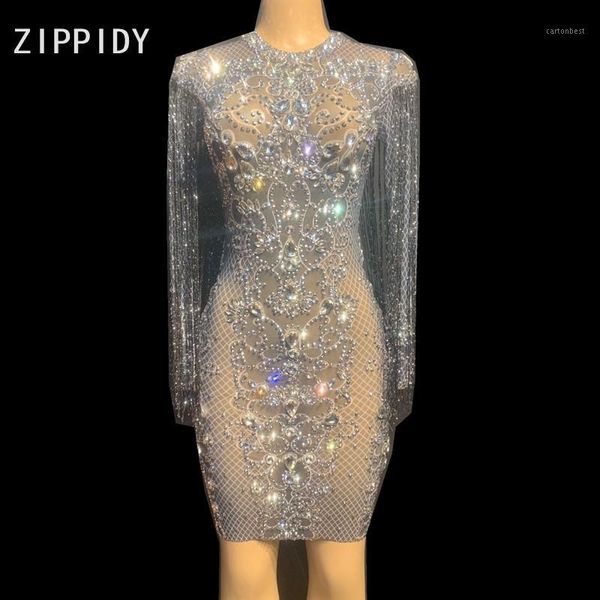 

stage wear black tassel rhinestones mesh see through dress birthday celebrate prom outfit women dancer show youdu1, Black;red