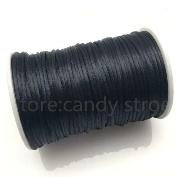 

2mm x 100 yards quality rattail soft nylon satin cord roll, kumihimo shamballa,chinese knot cords 82631, Black;white