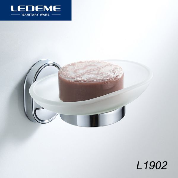 LEDEME Portasapone a parete Base cromata con portasapone in vetro acrilico Accessori per il bagno Portasapone Custodia L1902 Y200407