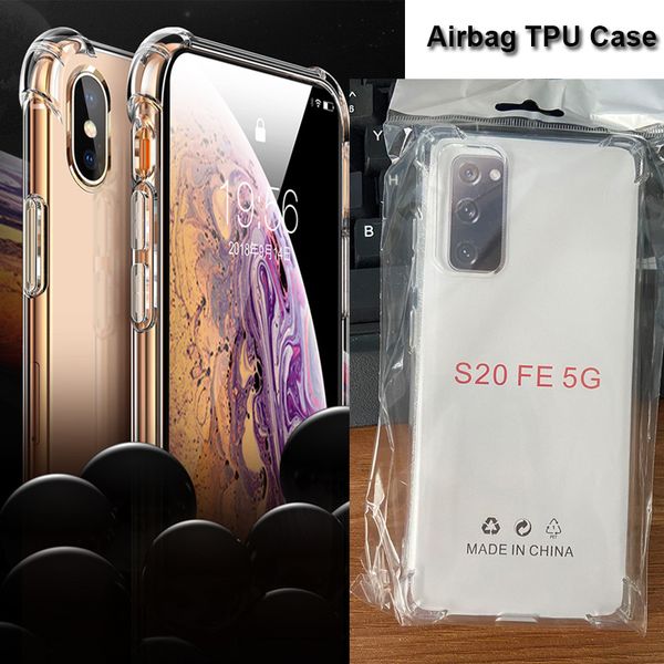 Caso TPU Airbag para iphone 12 pro max 11 XR XS MAX 6 7 8 Limpar à prova de choque Grosso TPU tampa s10 1,5 milímetros mais s20 de ultra