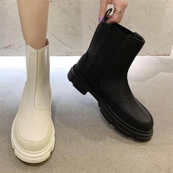 

boots women winter keep warm boots comfortable 3.5cm heel for ladies slip on platform women shoes botas mujer, Black