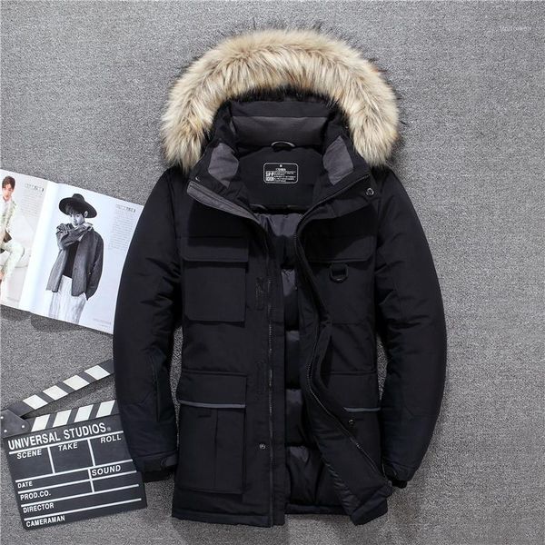 

fur collar men's winter jacket white black blue thick warm windproof men's down jackets 3xl winter coats -40 degree1