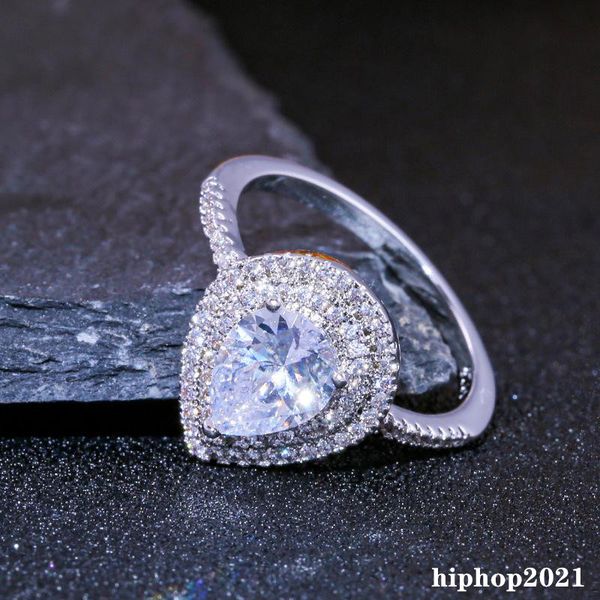 

size 610 engagement rings for women s925 stearling silver plated drop water white cz diamond gemstones women wedding bridal ring, Slivery;golden