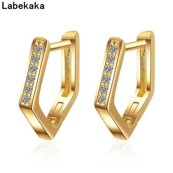 

hoop & huggie labekaka geometry earrings for women cubic zirconia stainless steel party jewelry accessories fashion gift, Golden;silver