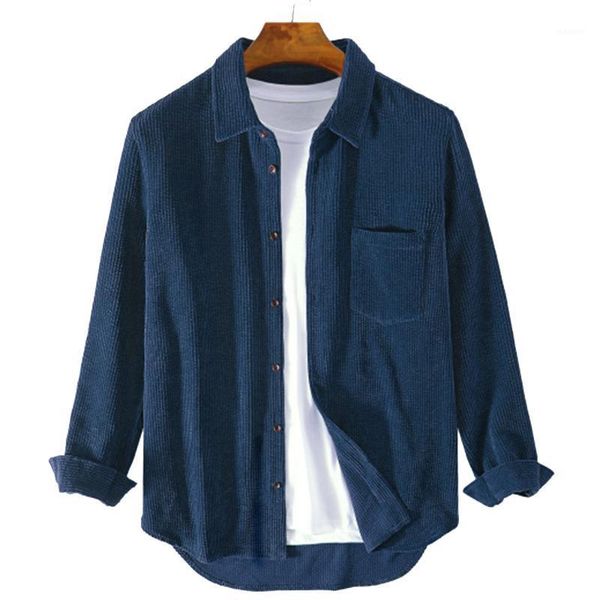 

spring clothing shirt male han edition men long sleeve shirt pocket leisure fashion handsome corduroy loose men's clothing coat1, White;black