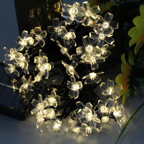 Flor impermeável 50 LED luz solar à luz de iluminação ao ar livre cadeia de natal fadas de fada luzes de ano novo para decoração de jardim 201203