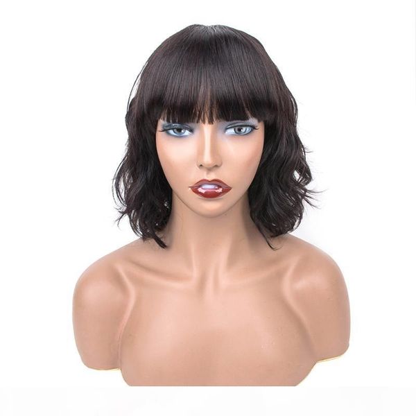

human hair bob wigs for black women body wave virgin peruvian pre plucked full lace human hair wig short wavy bleached knots, Black;brown