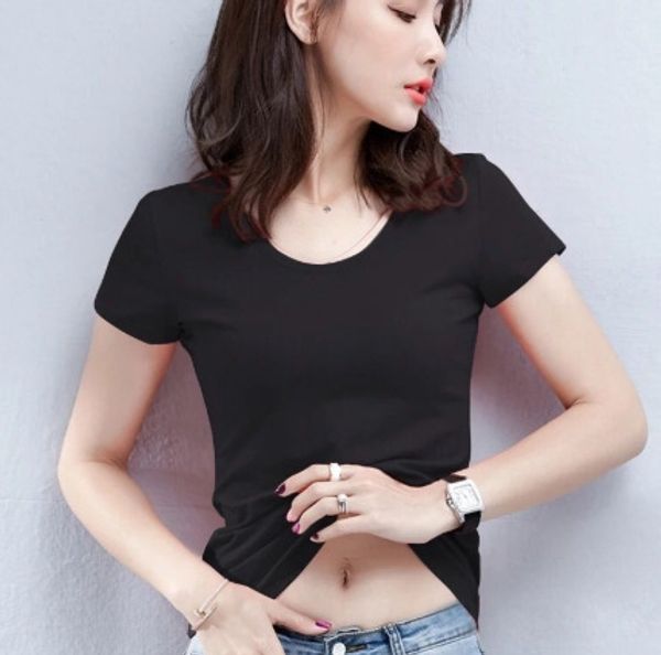 

new korean short t-shirt sleeve crew neck t-shirt fashion trend for women in summer of 2019 pvohz, White