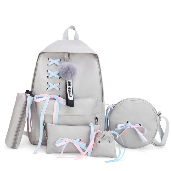 

fashion 2020 girl school for teenage solid college schoolbag women student bag black lace bow bundle backpack c1003