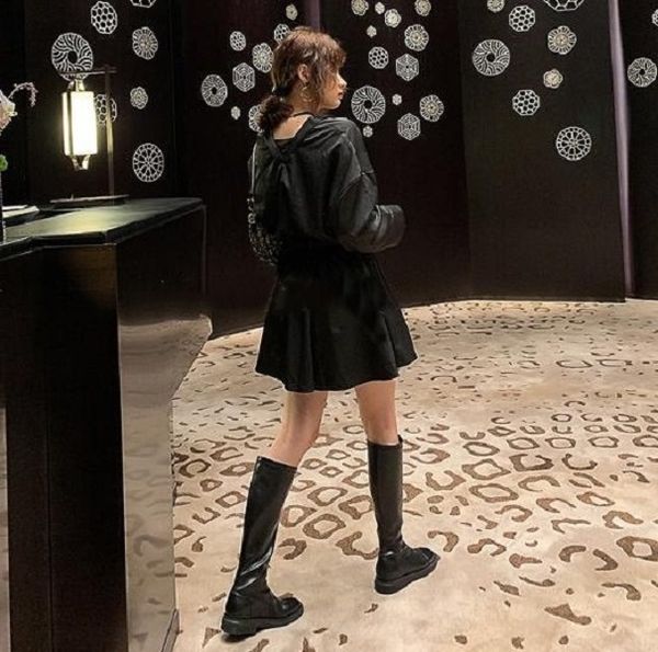 

women boots winter snow booties triple black white elastic pleated thick bottom womens boot leather shoes size 35-40 09
