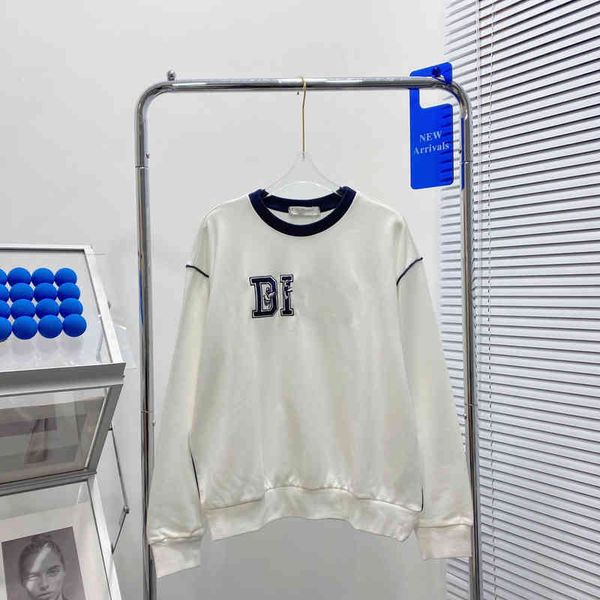 

spring new fashion men's and women's couple's clothes round neck embroidery white sweater is simple and loose clothing sale, Black