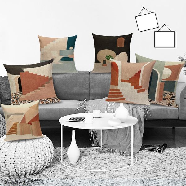 

abstract cartoon cushion cover stitching art painting cover pillow house stairs pillows for decoration cushions for sofa cases