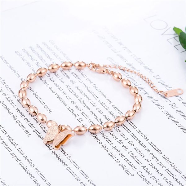 

new butterfly titanium steel women's korean creative beautiful rose gold bracelet, Silver