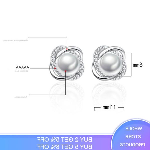 

earrings upscale 925 sterling silver zircon pearl twist luxury stud for women brincos pendientes bijoux, Black