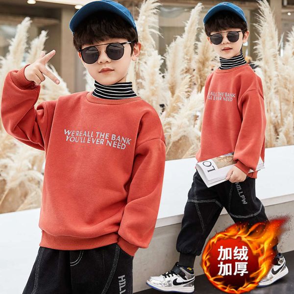 

men's plush wear sweater 2020 new children's foreign sle autumn and winter thickened boy's base coat high collar top, Black