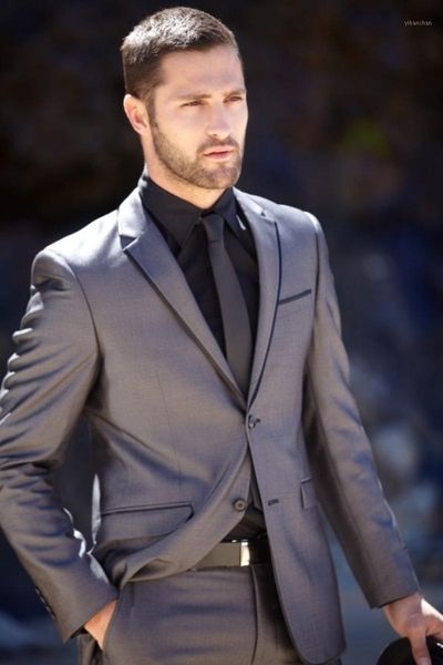 

latest coat pant designs silver gray custom formal suits classic slim fit wedding suit for men blazer 2 pieces tuxedo vestido f1, White;black