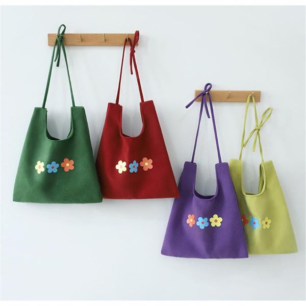 

new flannel bag shoulder bag fashion small fresh literary flower printing printed canvas shoulder