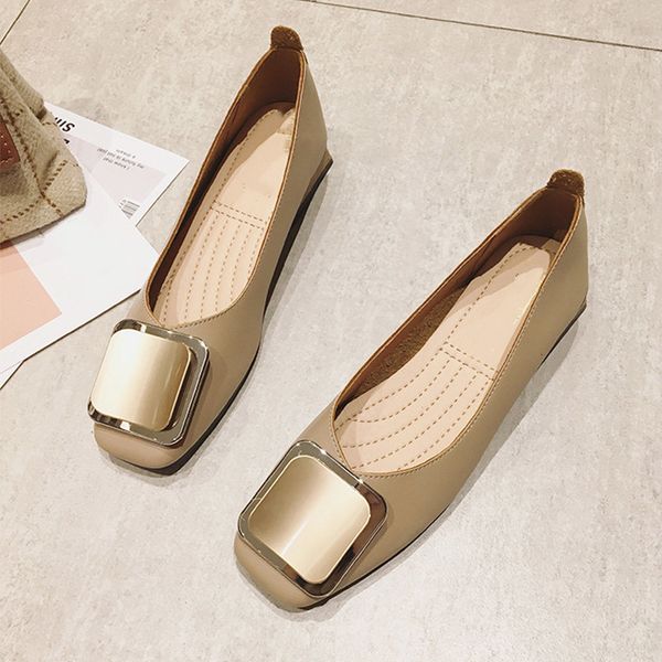 

2021 new mules women pu leather square toe low heel ladies wooden ballet shallow buckle brand pumps woman slip on shoes 1 pw6x, Black