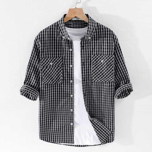 

summer half sleeve new pure cotton plaid shirts men casual brand men shirts plaid comfortable loose shirt mens overhemd chemise1, White;black