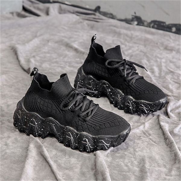 

new spring 2021 fashions ladies stockings lace-up white toe round woman's vulcanized women's shoes orqc, Black