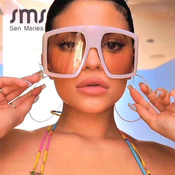 

fashion oversized sunglasses women pink color versatile square sun glasses men female vintage glasses gafas de sol, White;black