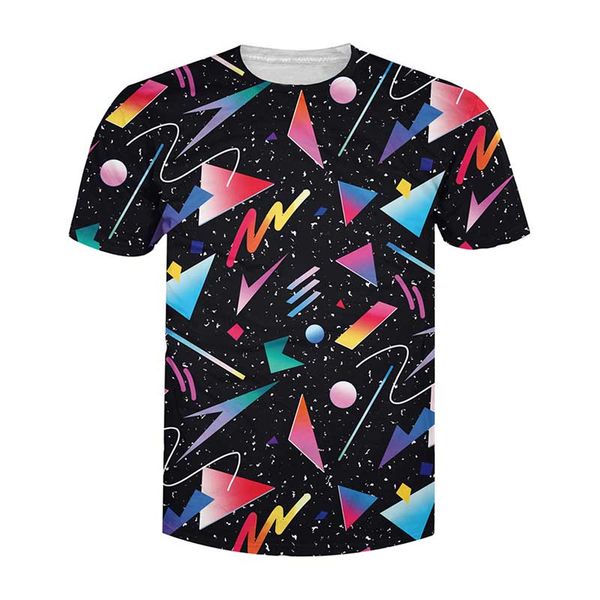 

new arrive awesome 80's fueled galaxy shapes 3d print shirts oversized funny kawaii men clothing