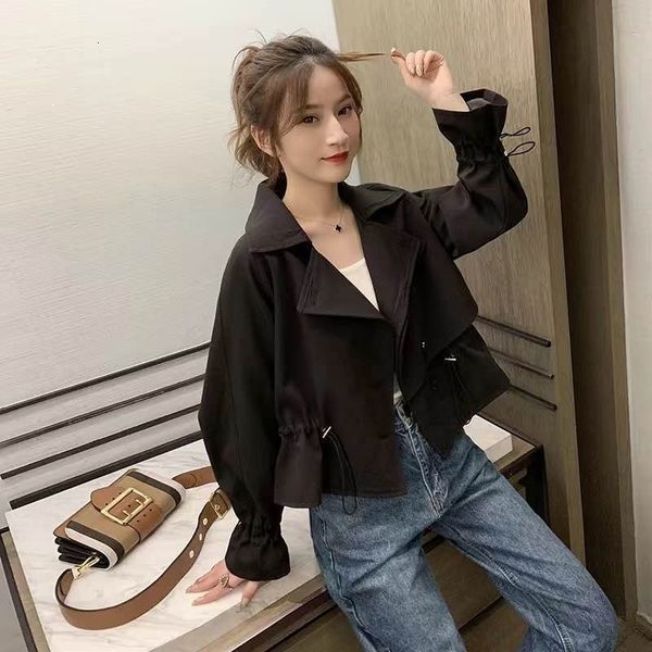 

2021 new fashions thin women double button autumn women's jacket windbreak trench coat collection t1d2, Black;brown