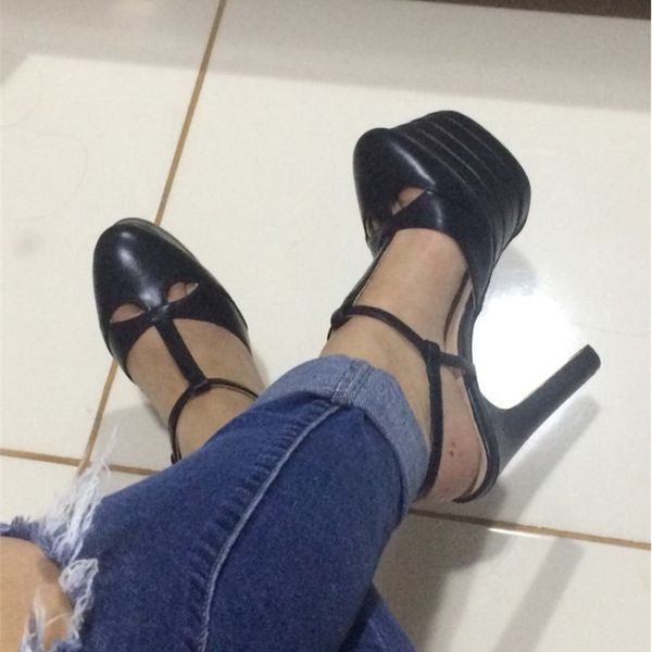 

karinluna big size 42 inside sheepskin leather shoes woman high heels platform party wedding brides sandals women pumps y200323, Black