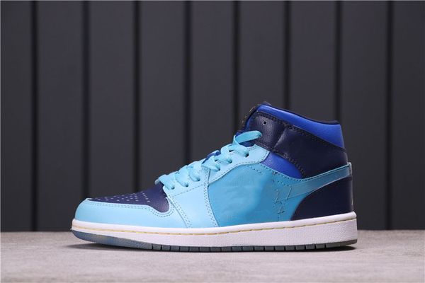 

высокая версия jumpman 1 mid белые женщины человек баскетбол дизайнер обувь с ледяной синий мандарин утка мода тренеры новые часы тренеров