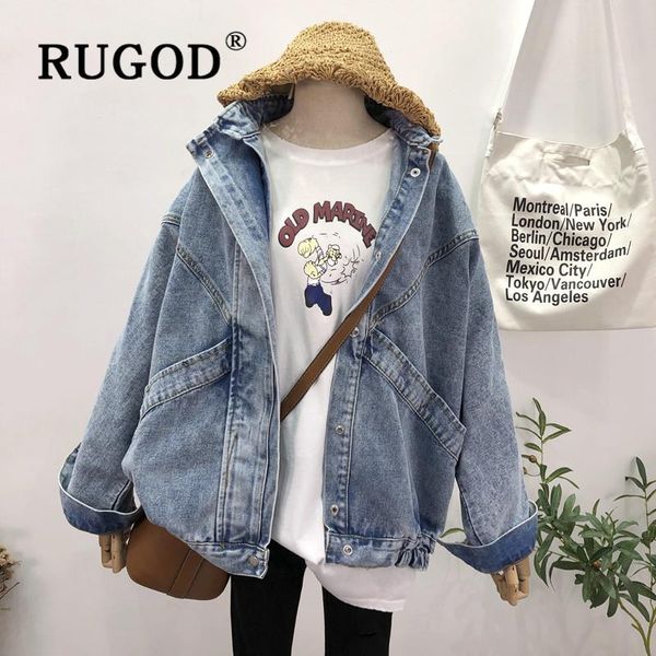 

boyfriend casual demin jacket autumn korean style vintage jeans coat plus size long-sleeved loose streetwear outwears 2021, Black;brown