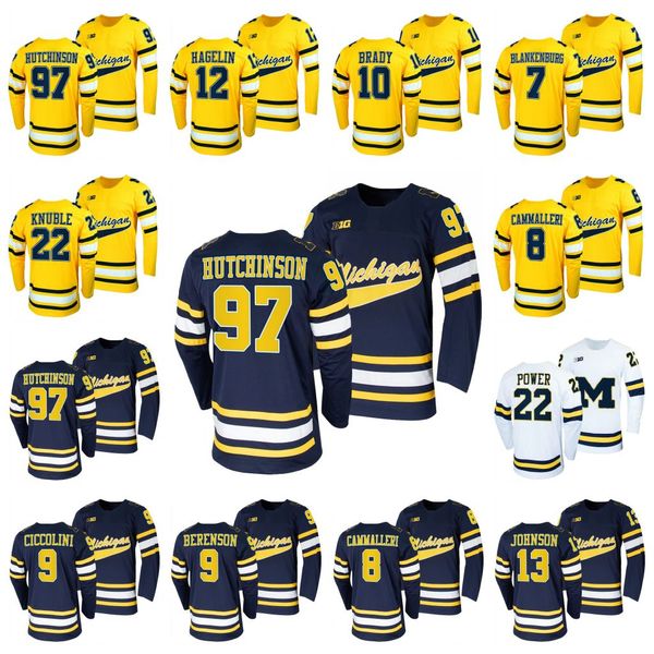 

97 aidan hutchinson michigan wolverines hockey jersey kent johnson knuble blankenburg red berenson tom brady carl hagelin cammalleri paciore, Black