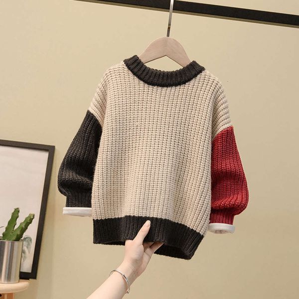 

wear boys' sweater 2020 autumn winter medium and small children's color matching pullover ofyn, Blue
