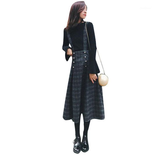 

2019 new sweater blouse and strap skirt set two-piece autumn and winter woolen tweed double-breasted fashion slim vestidos f14211, White