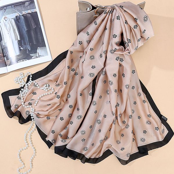 

90*180cm camellia silk scarf simulation silk scarf shawl beach towel wild dual-use one generation hair sk016-my, Blue;gray