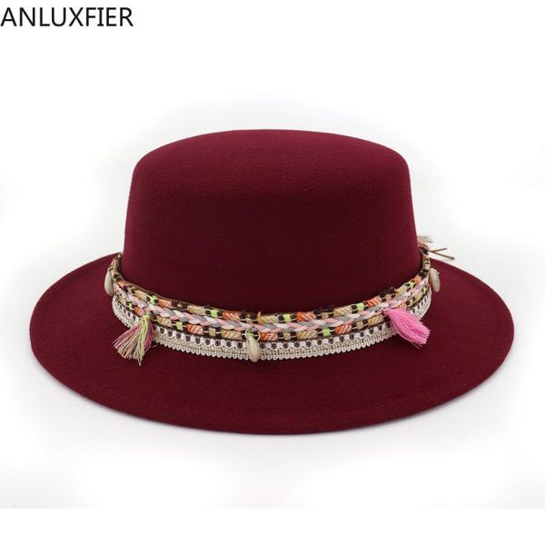 

stingy brim hats h7584 fall winter fedoras hat women wool minority style fashion ribbon woolen felt cap female flat jazz sweet, Blue;gray