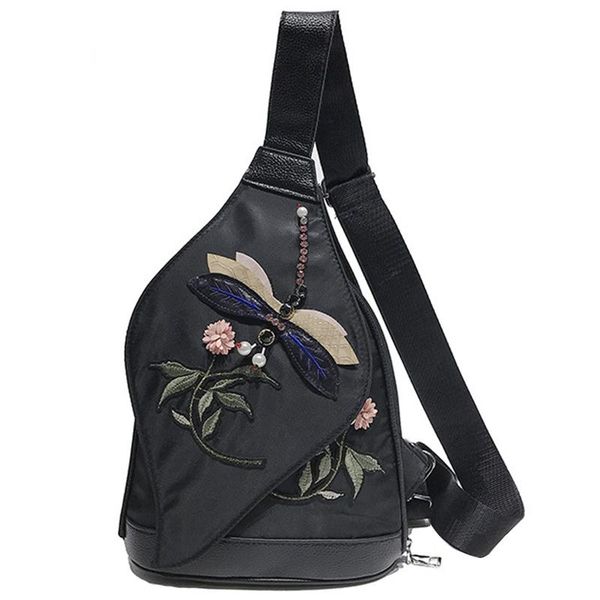 

women girl oxford cloth school bag printing satchel women trave shoulder bag embroidered chest