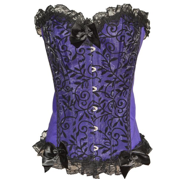 

court purple lace corset, White;black