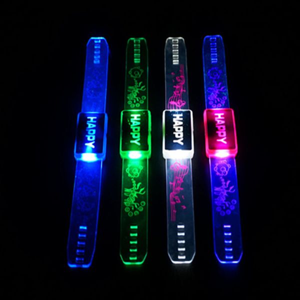 

letter happy led flashing light wrist band flashing glow bracelet birthday party decorations kids gift