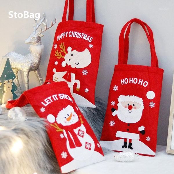 

gift wrap stobag red 22.5*52cm happy christmas graduation year candy packaging supplies sante claus handle storage bag kind favor1