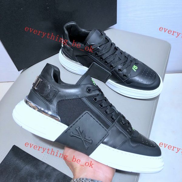

2021 fashion lusso men shoes mk02 men leather lace-up oversized platform sole white sneakers casual shoes printed