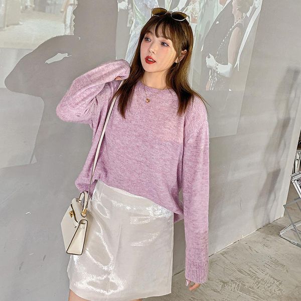 

women's sweaters autumn pink color harajuku woman long sleeve o neck solid casual pullover loose plus size xl-3xl y1513a, White;black