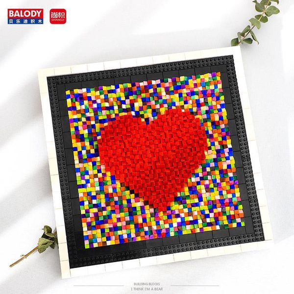 

balody красное сердце рамка модель блок установить diy любовь red heart gift алмазная строительство кирпич игрушка для lover пары для детей