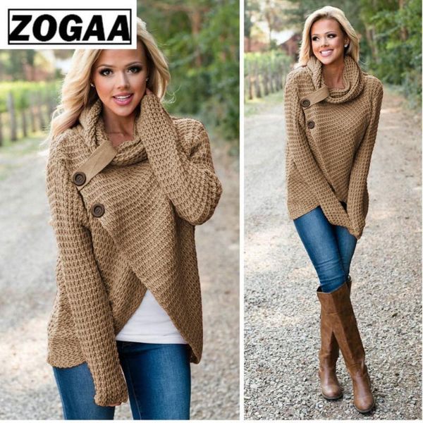 

zogaa women's knitted sweater spring autumn female casual solid pullovers scarf collar outwear ladies single button streetwear, White;black
