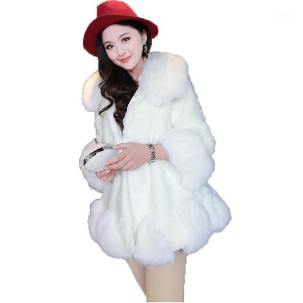 

faux fur coat women xs-3xl plus size white pink gray winter new korean long sleeve loose fashion plus thick faux fur coat jd4751, Black