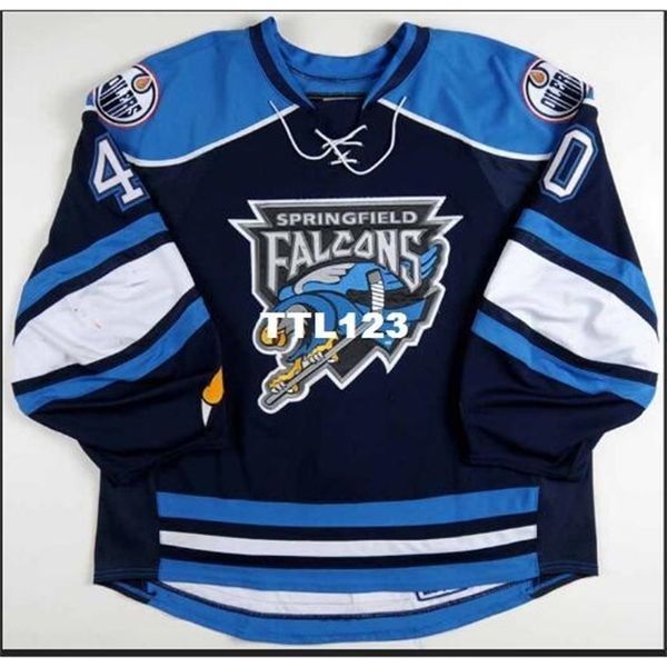 

real men real full embroidery 2008-09 devan dubnyk springfield falcons game worn hockey jersey or custom any name or number hockey jersey, Black