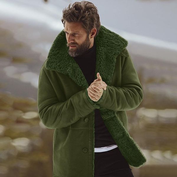 

cotton warm thick long sleeve men big size peacoat windbreaker mens overcoat male blend coat casual winter snow green jacket, Tan;black